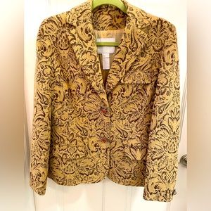 Votre Nom Golden/Brown Jacquard Floral Fall Tapesty Blazer/jacket Size 8 $25